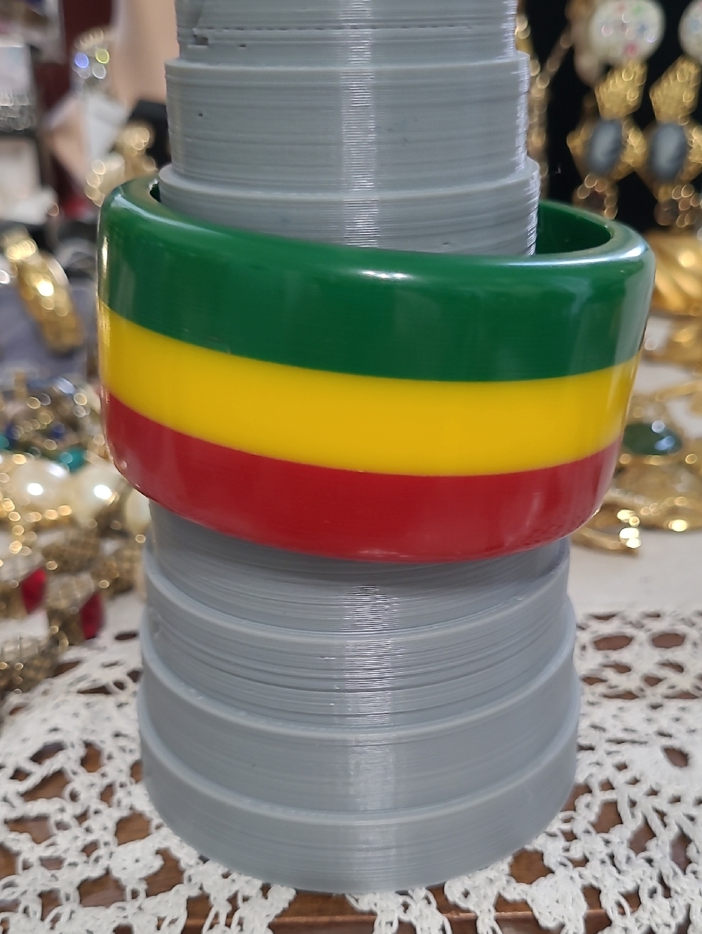 '80s '90s Red Yellow Green Wide Bangle Bracelet